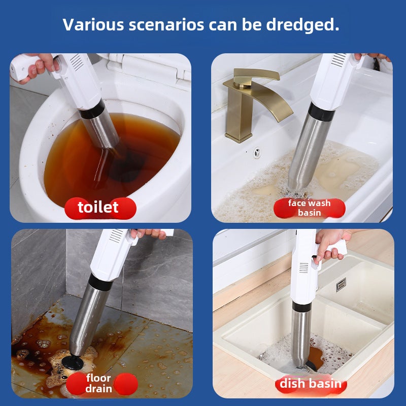 Toilet Unclogger White Steel Construction - High Pressure Power Pipe Unclogger - Electric Charging Design for Home Bathroom Kitchen Professional Plumbing Use - Image 5