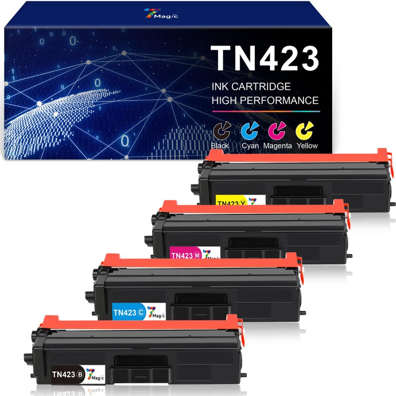 7Magic TN423 Compatible Toner Cartridge to Replace Brother TN-423 TN-423BK TN-421 MFC-L8690CDW MFC L8690CDW DCP-L8410CDW MFC-L8900CDW HL-L8260CDW HL-L8360CDW Black Cyan Yellow Magenta (Pack of 4) - Image 1