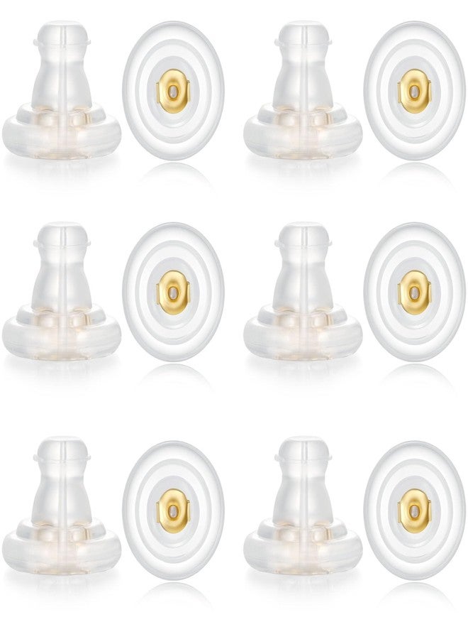 Hazifes 12pcs Big Silicone Earring Backs Replacements, 18K Gold Plated Earring Backs Replacements for Studs Heavy Droopy Earrings Hypoallergenice No-Irritate Secure Gold - Image 1