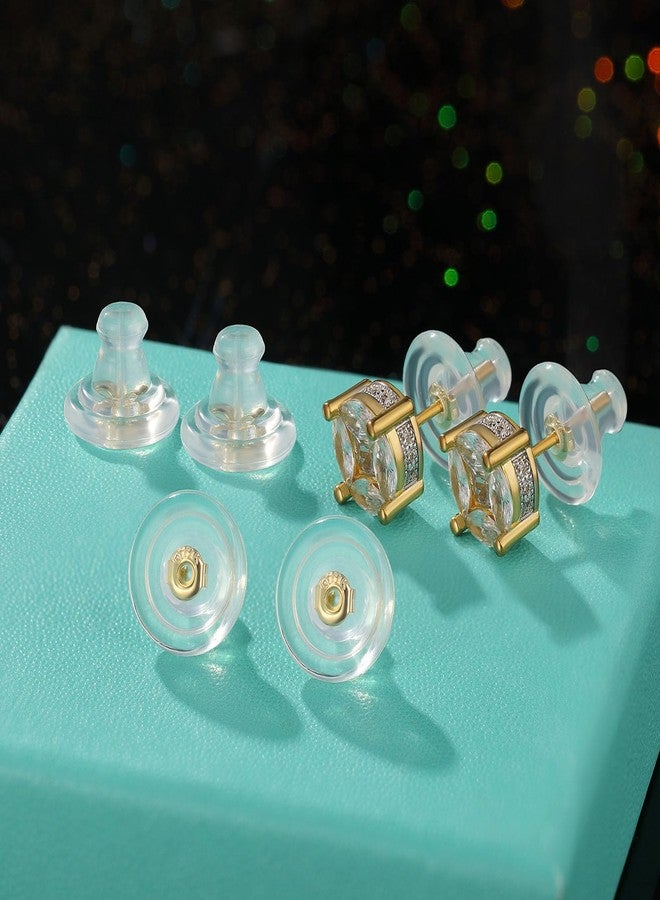 Hazifes 12pcs Big Silicone Earring Backs Replacements, 18K Gold Plated Earring Backs Replacements for Studs Heavy Droopy Earrings Hypoallergenice No-Irritate Secure Gold - Image 2