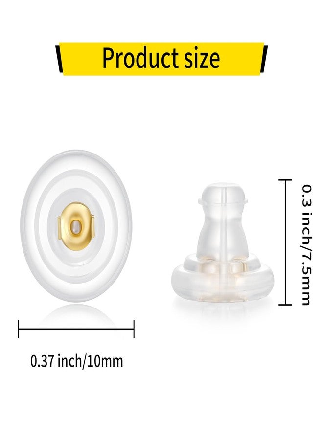 Hazifes 12pcs Big Silicone Earring Backs Replacements, 18K Gold Plated Earring Backs Replacements for Studs Heavy Droopy Earrings Hypoallergenice No-Irritate Secure Gold - Image 4