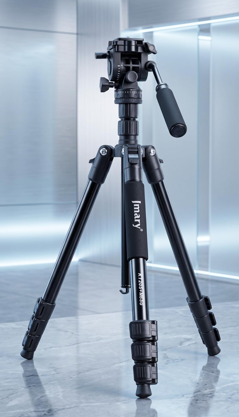 JMARY KT285+NB50 Extendable Height Tripod Stand with Hydraulic Head – Black