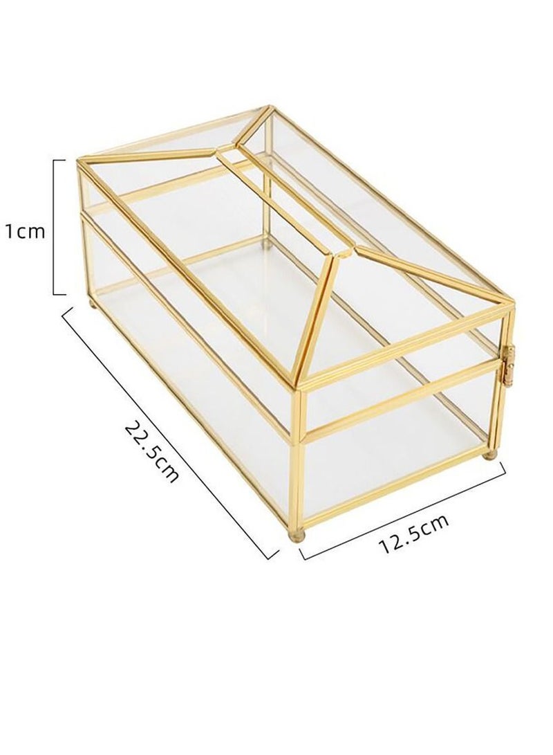 Y&D Elegant Transparent Tissue Holder Box Gold/Clear  - Image 4