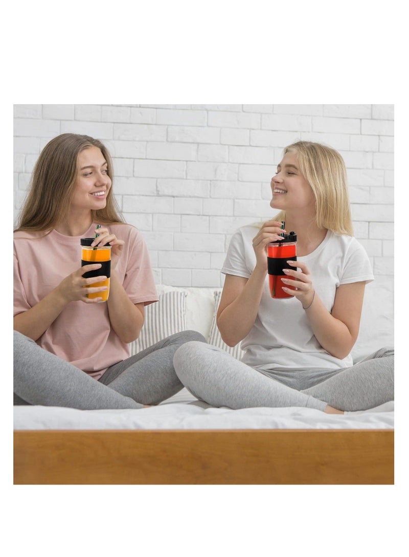 Y&D 4 Pack 720ml Reusable Boba Cup with Lids and Straw, Iced Coffee Cups Glass Smoothie Cups, Bubble Tea Jar Silicone Sleeve, BPA Free, Dishwasher Safe, 2 Colors  - Image 4