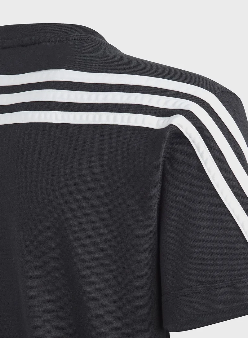 Adidas U Fi 3S T Black Training T-Shirts 7-8Y