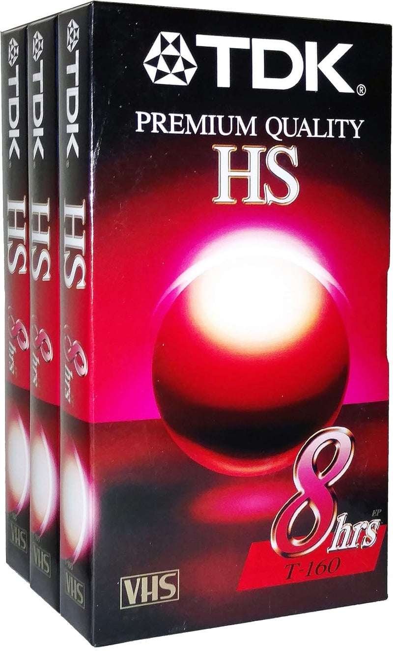 TDK 3 عبوات - أشرطة فيديو فارغة VHS T-160 بجودة ممتازة تدوم 8 ساعات - Image 1