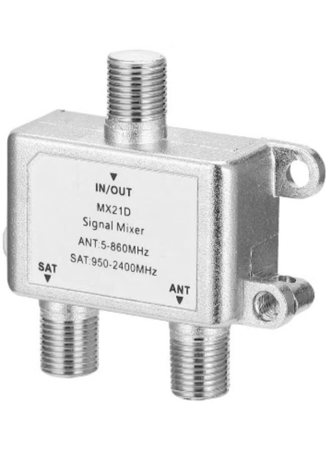 SAT/ANT Diplexer 2-Way Port TV Signal Mixer V8187-V Silver