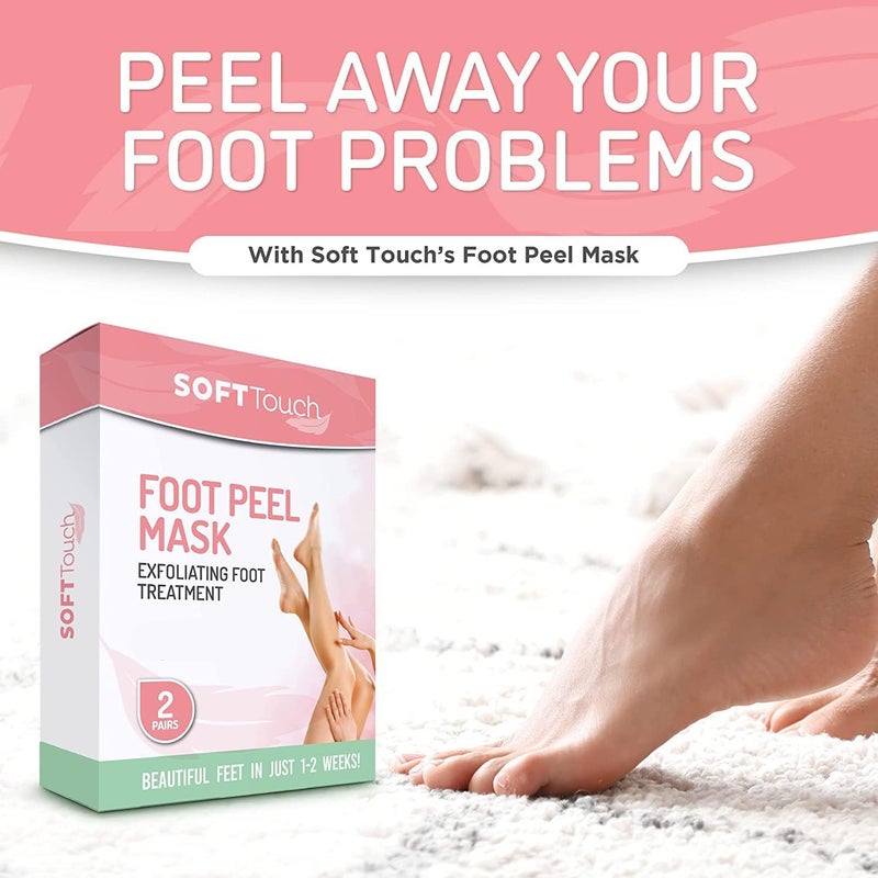 Dermora Soft Touch Exfoliating Foot Peel Mask â€“ Pack of 2 - For Dry, Cracked Heels, Calluses & Baby Soft Skin - Peppermint - Exfoliating Foot Peeling Mask - Image 2