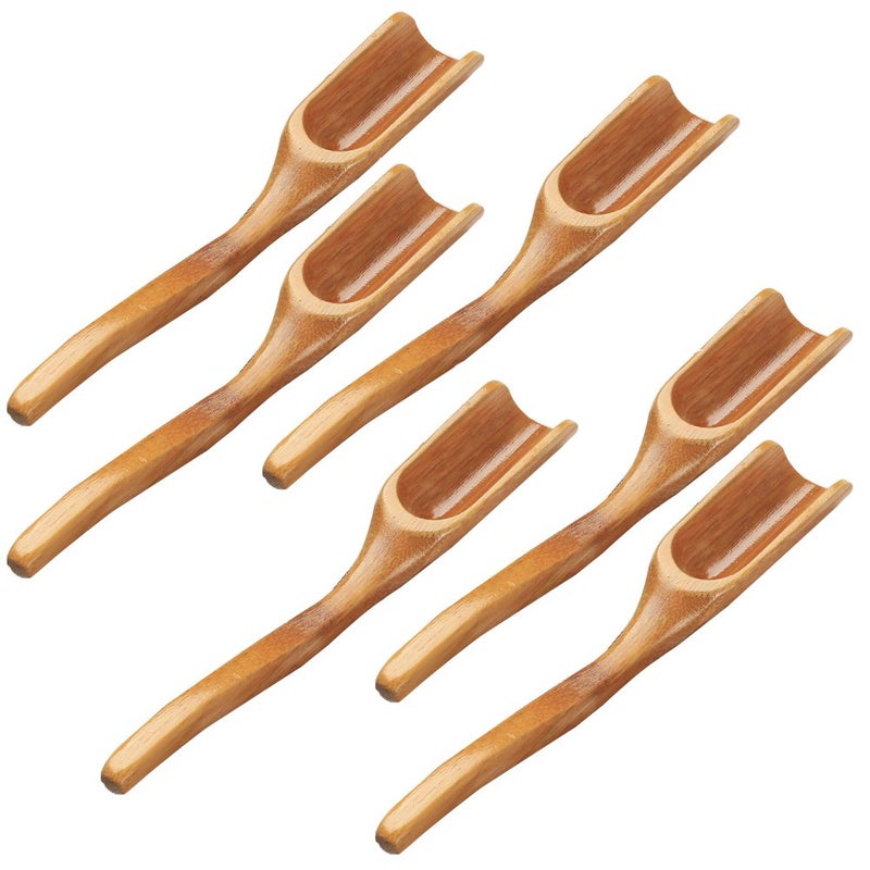 Tea Spoons Natural Bamboo Tea Spoon for Loose Tea Cucumis 6Pcs Kung Fu Tea Spade Natural Bamboo Wood Spoons for Scooping Coffee PowderTeaSaltYeast Superfood PowdersCacao