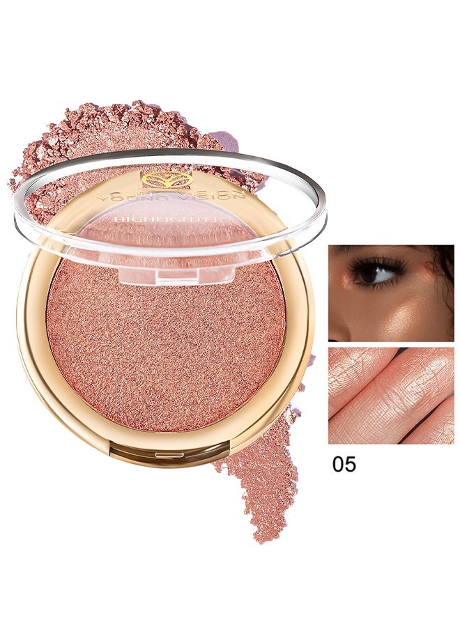 YOUNG VISION Highlighter Makeup Powder, Made With High-Quality Ingredients, Gentlely On The Skin and Provide Long-Lasting Wear, Suitable Under Makeup With Long Lasting Shine Finish #05 - Image 1