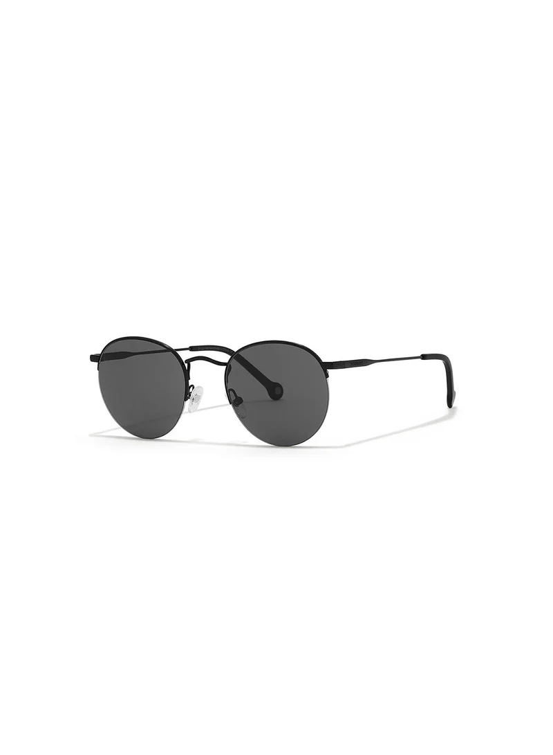 30Sundays Retro,Unisex Sunglasses, Round Sunglasses, UV Protection: UV400 (Black,Black)