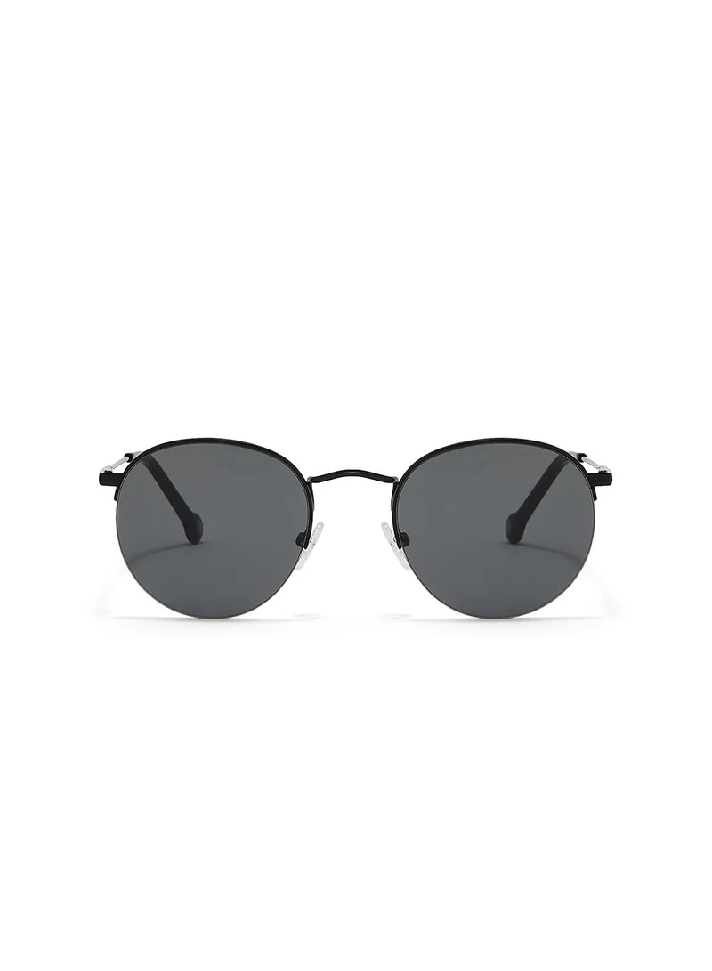 30Sundays Retro,Unisex Sunglasses, Round Sunglasses, UV Protection: UV400 (Black,Black)