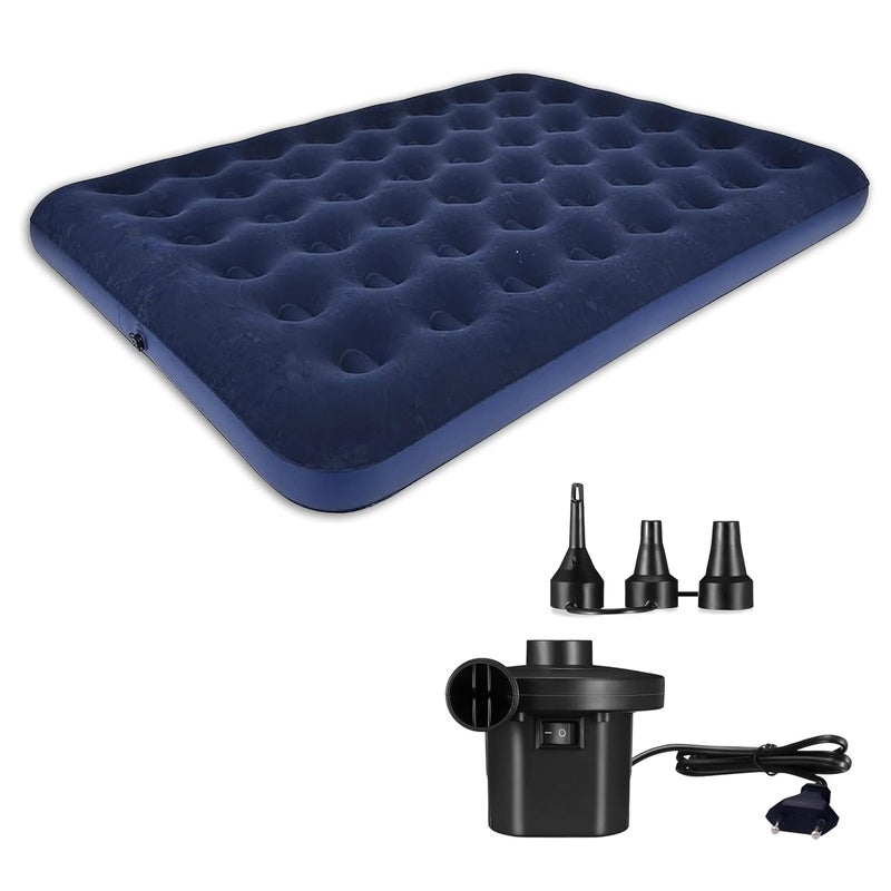 ROBUSTT 56 Holes King Size Air Bed with Air Pump | Quick Inflatable - Blow Up Mattress Air Bed Portable Waterproof Air Mattress for Hiking, Travel, Outdoor and Home - Image 1