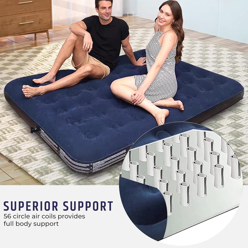 ROBUSTT 56 Holes King Size Air Bed with Air Pump | Quick Inflatable - Blow Up Mattress Air Bed Portable Waterproof Air Mattress for Hiking, Travel, Outdoor and Home - Image 2