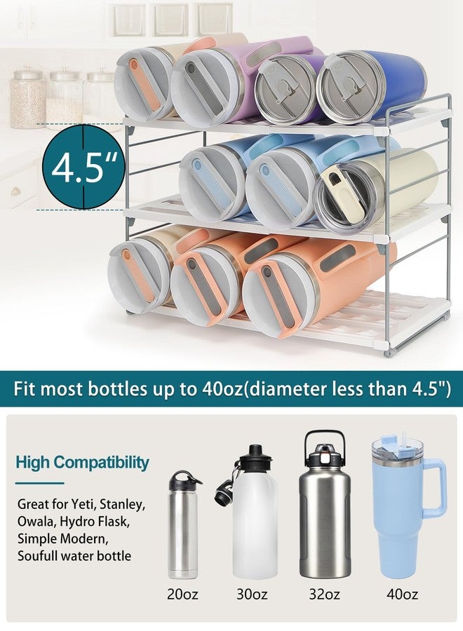 JUPELI Upgraded Large Expandable Water Bottle Organizer for 40 oz Stanley, Owala & Yeti Tumblers, Adjustable Storage Rack for Travel Mug Cabinet, Pantry, and Kitchen Organization, Fits 20/30 oz Bottles Too - Image 3