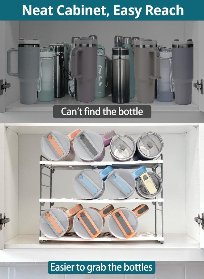 JUPELI Upgraded Large Expandable Water Bottle Organizer for 40 oz Stanley, Owala & Yeti Tumblers, Adjustable Storage Rack for Travel Mug Cabinet, Pantry, and Kitchen Organization, Fits 20/30 oz Bottles Too - Image 5