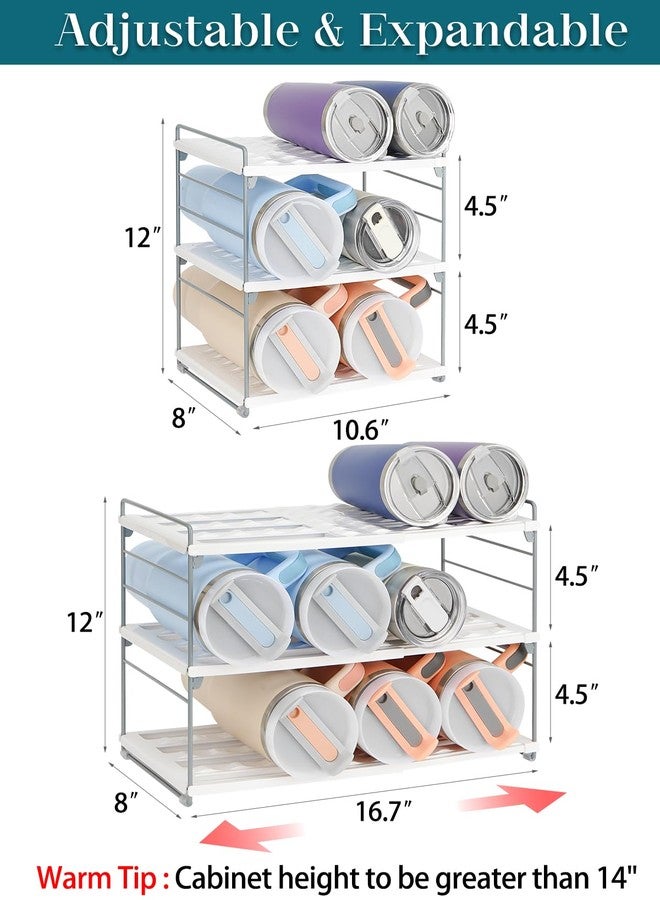 JUPELI Upgraded Large Expandable Water Bottle Organizer for 40 oz Stanley, Owala & Yeti Tumblers, Adjustable Storage Rack for Travel Mug Cabinet, Pantry, and Kitchen Organization, Fits 20/30 oz Bottles Too - Image 2