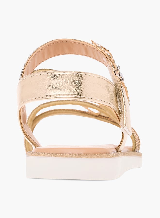 Celeste Girls' Butterfly Embellished Sandals with Hook and Loop Closure Ramadan Collection - Image 4