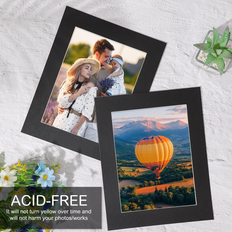 Prudiut 15 Pack 8x10 Black Picture Mats, Frame Mattes for 5x7 Pictures Photo Frame Mat Core Bevel Cut Mat Board Show Kit for Photos, Prints, Artworks - Image 4
