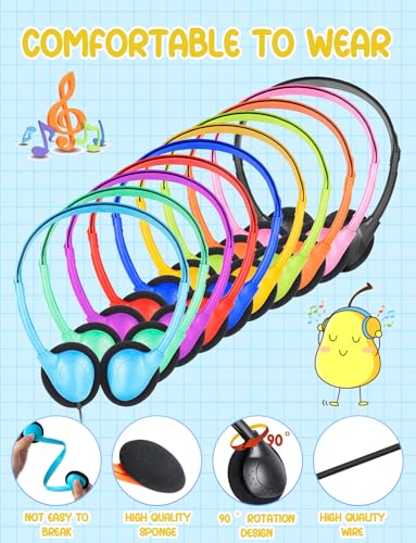 ZNXZXP 20 Pack Bulk Classroom Headphones for Students Kids School Wholesale Headphones Class Set with 35mm Jack for Chromebook Laptop PC Computer 10 Mixed Colors - Image 3