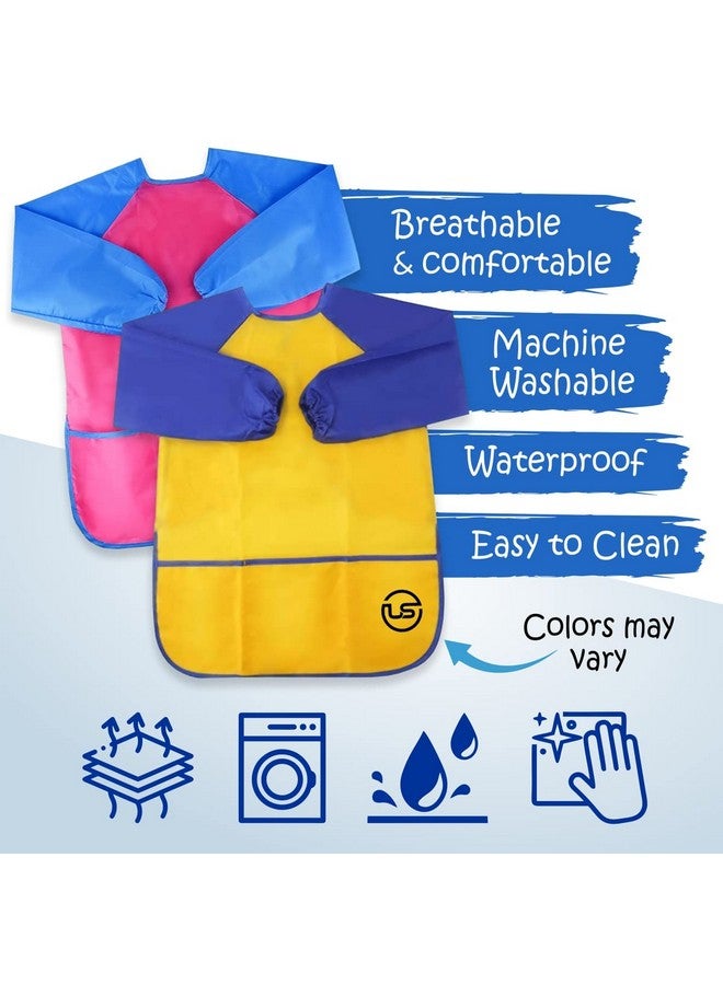 The Mega Deals طقم رسم للأطفال، طلاء قابل للغسل للأطفال 6 ألوان، مئزر رسم، طلاء تمبرا غير سام 2 أونصة لكل منها، ألوان للفنون للأطفال الصغار، الحرف، مشاريع الطلاء بالأصابع في المنزل - Image 2