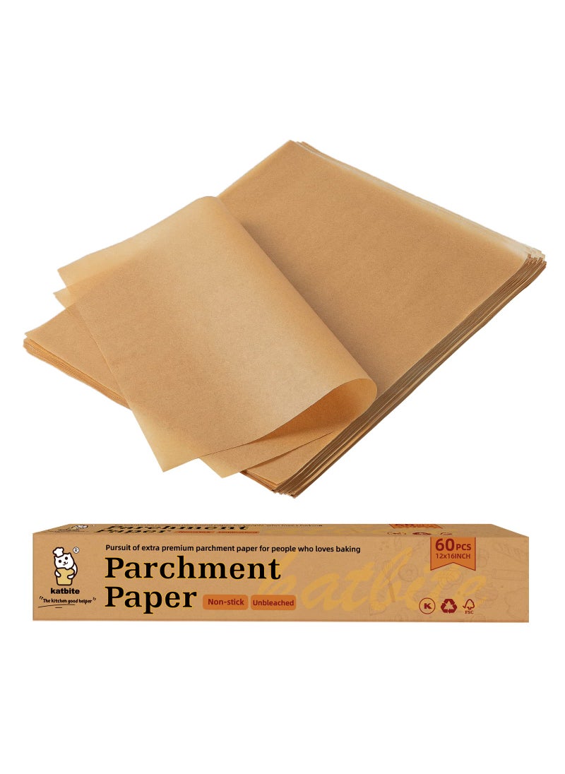 katbite Katbite 12x16 Inch Parchment Paper Sheets Pre cut Unbleached Baking Paper Heavy Duty  Nonstick for Half Sheet Baking Cooking Grilling Wrapping Foods 