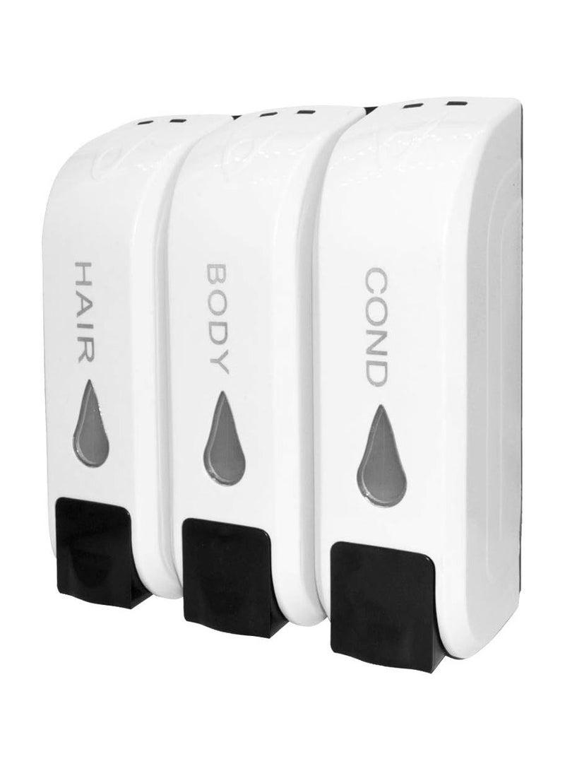 general Wall-mounted triple soap dispenser, refillable, shower soap dispenser, shampoo pump, 3-chamber design - Image 1