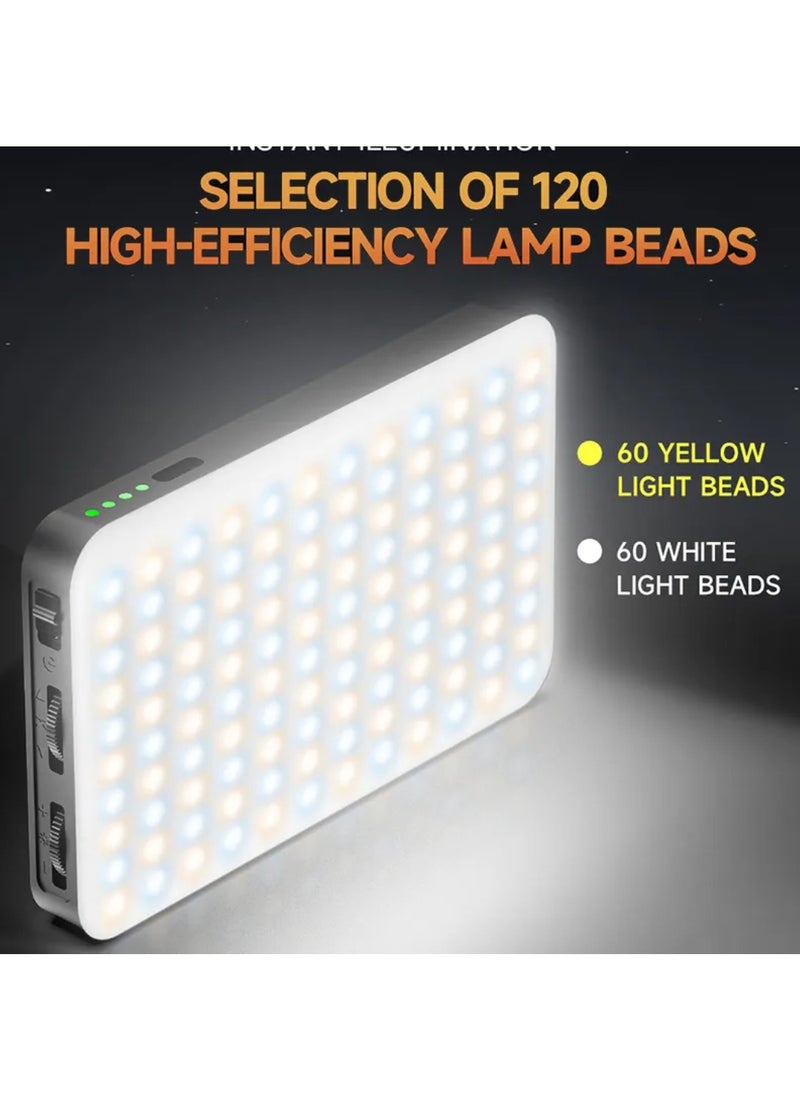 DIGI CORE - D10 120 LED Video Light LED Camera Light 360° Portable Photography Lighting Type-C 3000mAh Rechargeable Battery CRI 95+ 2500k-9000K On Camera Light Fill Light Continuous Working Time 90+ Minutes - Image 1