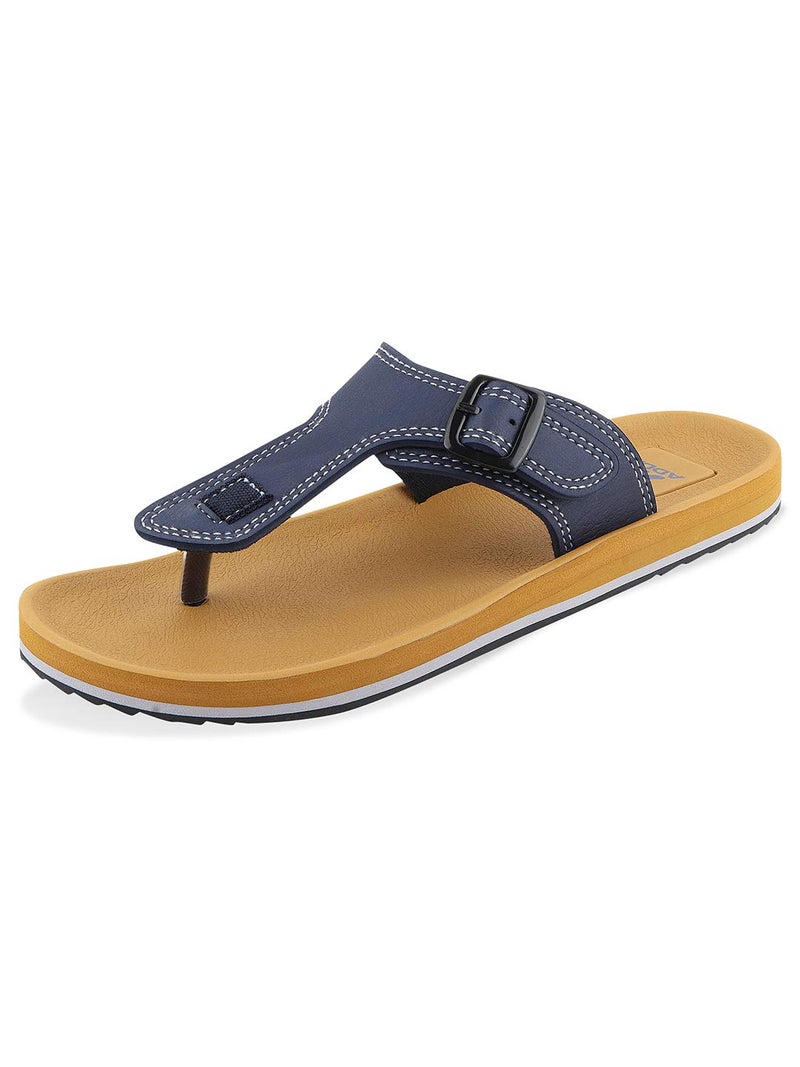 ADDA Men's Dark Beige & Navy Flip-Flops - 9 UK - Image 3