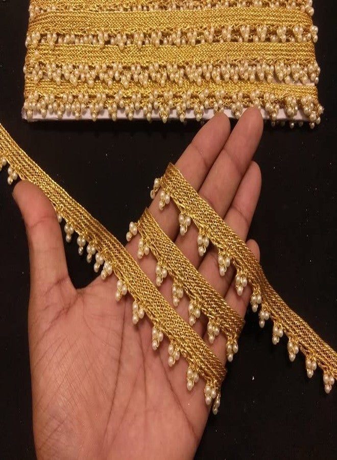PREMDAS LACES Tassel Latkan Lace Border 9 Meter Polyester Fringe Jhallar for Saree Blouse Dupatta Lehenga Dress Craft Decoration (Gold) - Image 1