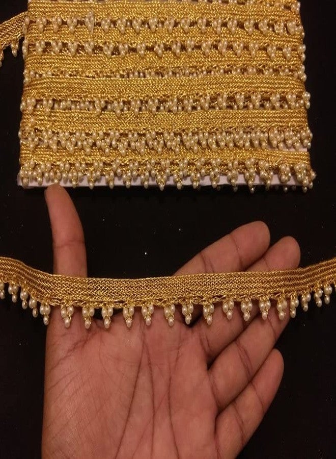 PREMDAS LACES Tassel Latkan Lace Border 9 Meter Polyester Fringe Jhallar for Saree Blouse Dupatta Lehenga Dress Craft Decoration (Gold) - Image 2