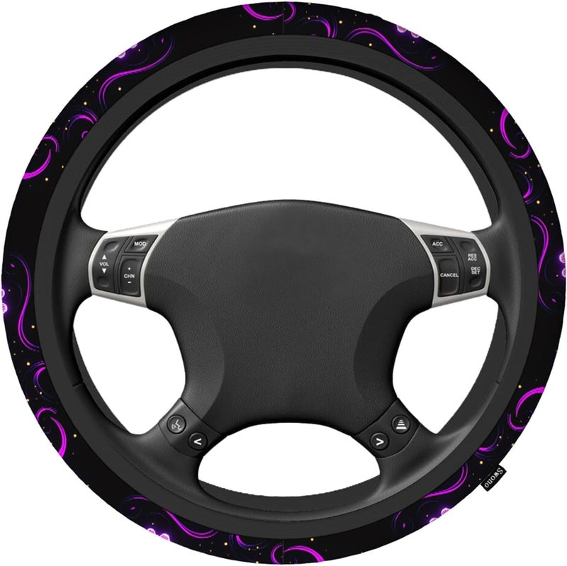 Swono Butterfly Purple Steering Wheel Cover for Men Women - Universal 15 Inch Neoprene Anti-Slip Protector - Image 2