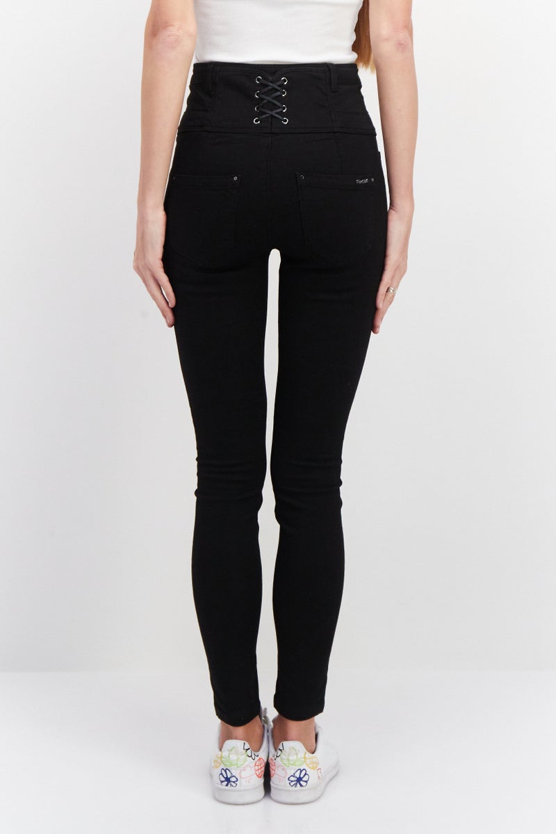 VERO MODA Women Slim Fit Solid Stretchable Denim Jeans, Black - Image 4