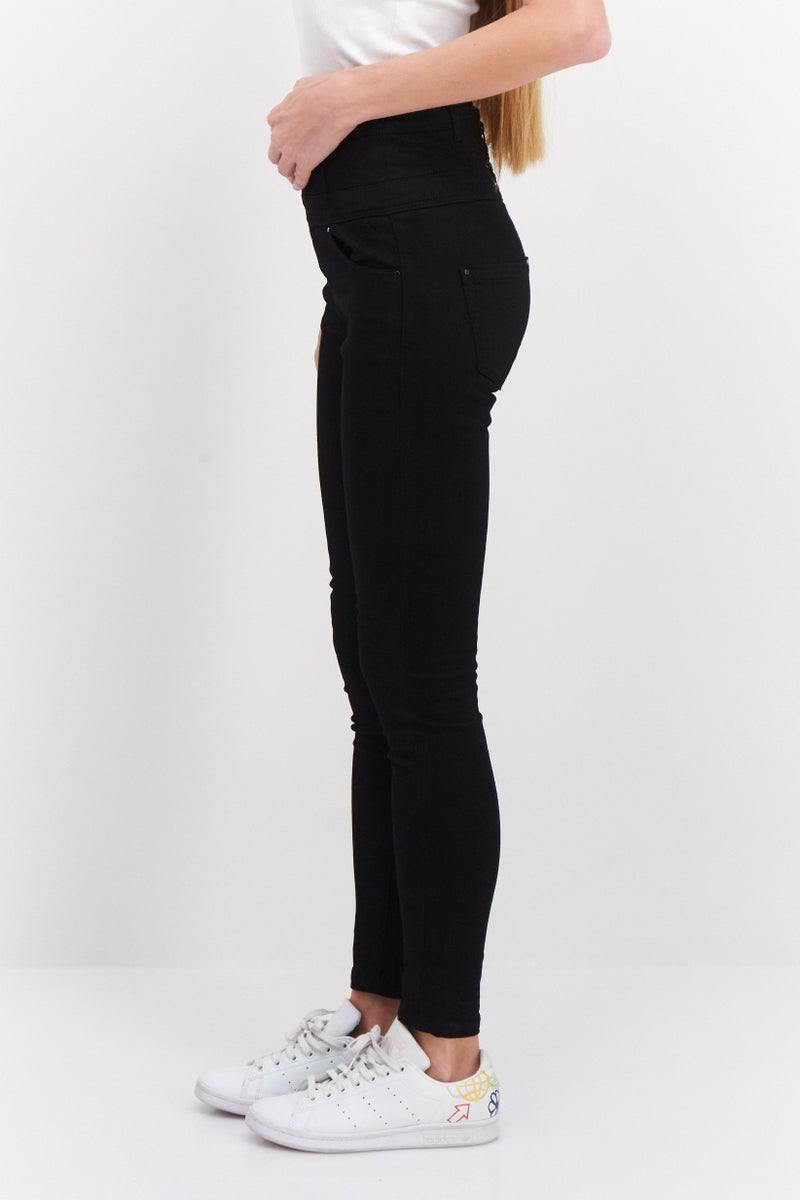 VERO MODA Women Slim Fit Solid Stretchable Denim Jeans, Black - Image 2