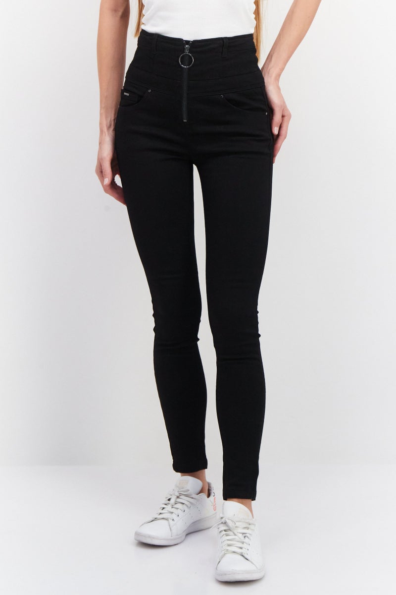 VERO MODA Women Slim Fit Solid Stretchable Denim Jeans, Black - Image 1