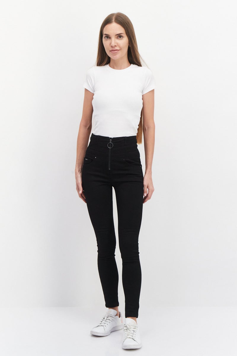 VERO MODA Women Slim Fit Solid Stretchable Denim Jeans, Black - Image 3