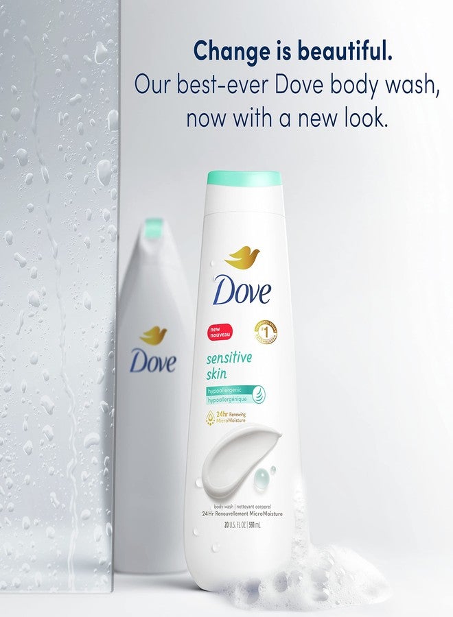 Dove غسول الجسم دوف للبشرة الحساسة 4 عبوات خالي من المواد المسببة للحساسية، خالي من البارابين، خالي من الكبريتات، خالي من التجارب على الحيوانات، منظف مرطب للبشرة ينظف بفعالية البكتيريا بينما يغذي البشرة 20 أونصة - Image 2