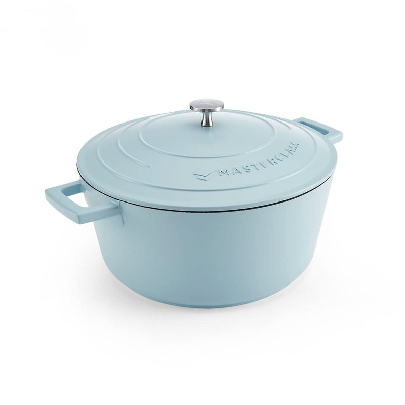 MasterClass Casserole Dish with Lid Large 5L28 cm Lightweight Cast Aluminium Induction Hob and Oven Safe Sky Blue
