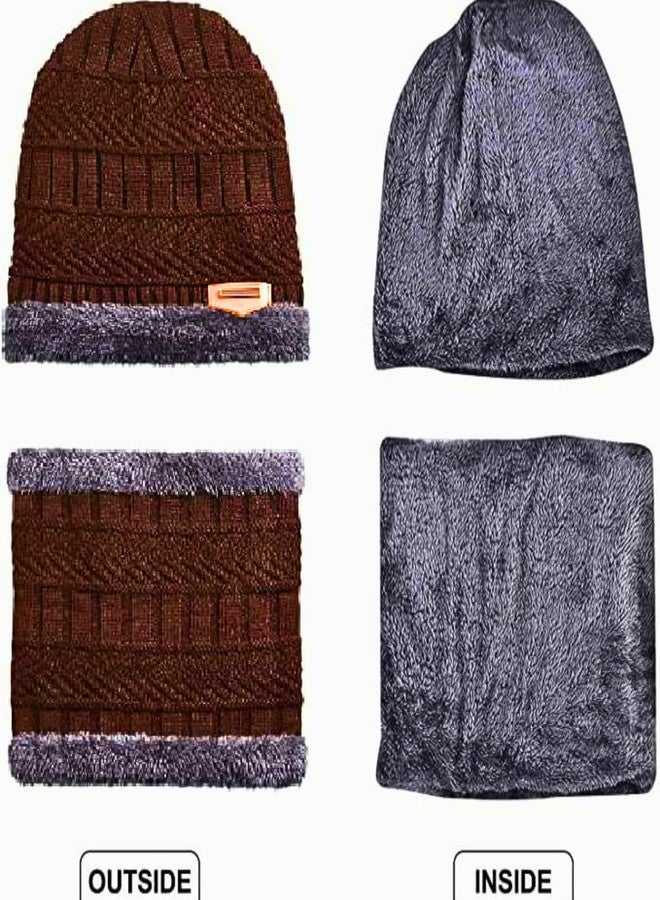 KhuHap Wool Beanie Cap & Muffler for Mens & Women - Winter Cap for Men - Men’s Woolen Cap with Neck Muffler - Winter Muffler for Women - Soft Woolen Muffler & Cap for Men & Women, Unisex, Multicolor - Image 3
