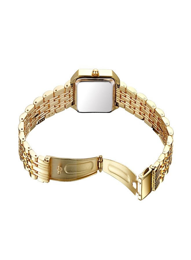BESTKANG Vintage Gold Roman Numeral Watch for Women, Rectangular Alloy Bracelet, 3ATM Waterproof Quartz Movement with Tools, Gold Green, Vintage - Image 5