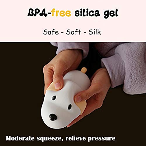 One94Store Silicone Puppy Night Light for Kids | Rechargeable LED Lamp with Touch Sensor | 7-Color Cute Bedside Lamp for Baby & Kids Room Decor, Multicolor - Image 4
