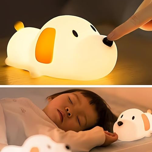 One94Store Silicone Puppy Night Light for Kids | Rechargeable LED Lamp with Touch Sensor | 7-Color Cute Bedside Lamp for Baby & Kids Room Decor, Multicolor - Image 1