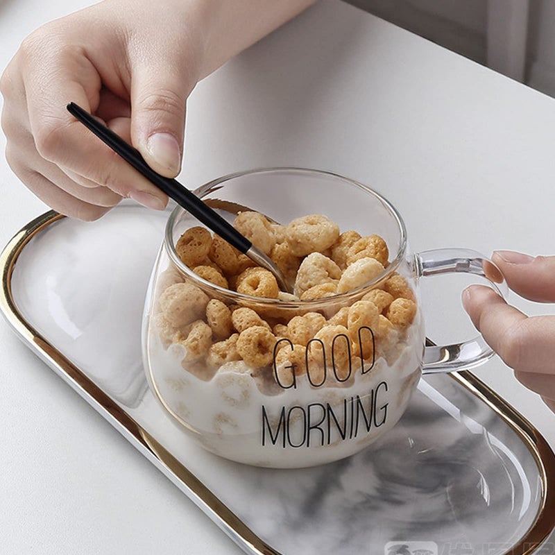 Home Eyes Clear Glass Coffee Mugs for Beer, Tea, Water (Good Morning) - Image 5
