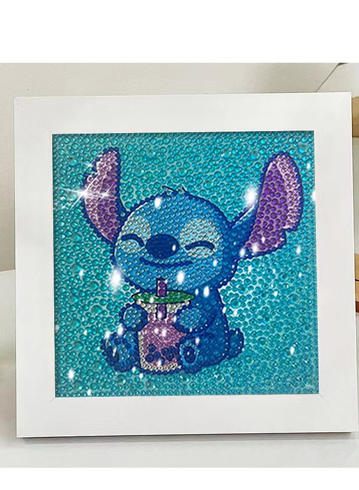5D Diamond Painting Kit for Kids with Wooden Frame Easy Small Anime Diamond Painting Full Drill Diamond Art Gem Painting for Beginners 7X7 inch Drink  - Image 1