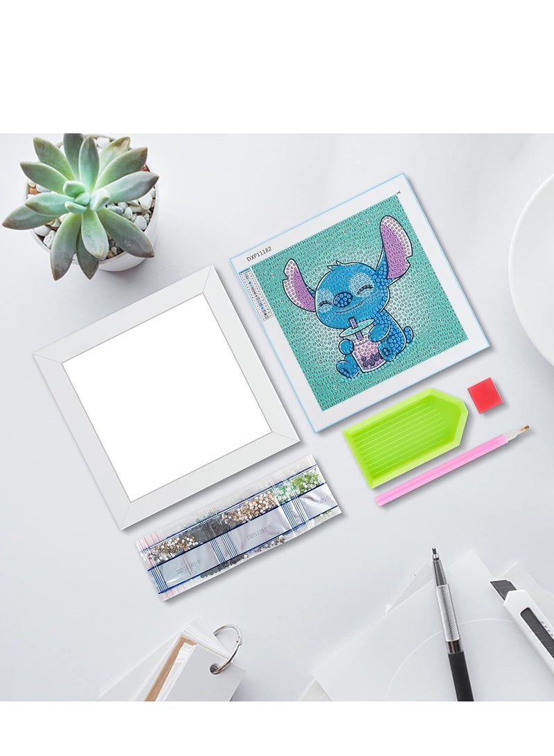 5D Diamond Painting Kit for Kids with Wooden Frame Easy Small Anime Diamond Painting Full Drill Diamond Art Gem Painting for Beginners 7X7 inch Drink  - Image 3