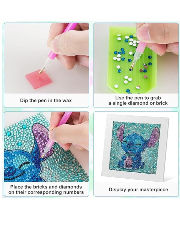 5D Diamond Painting Kit for Kids with Wooden Frame Easy Small Anime Diamond Painting Full Drill Diamond Art Gem Painting for Beginners 7X7 inch Drink  - Image 4