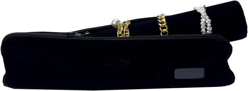 UnionPlus Velvet Jewelry Roll Bag for Brackets Bangles Watches, Great Jewelry Organizer for Travel, Black - Image 5