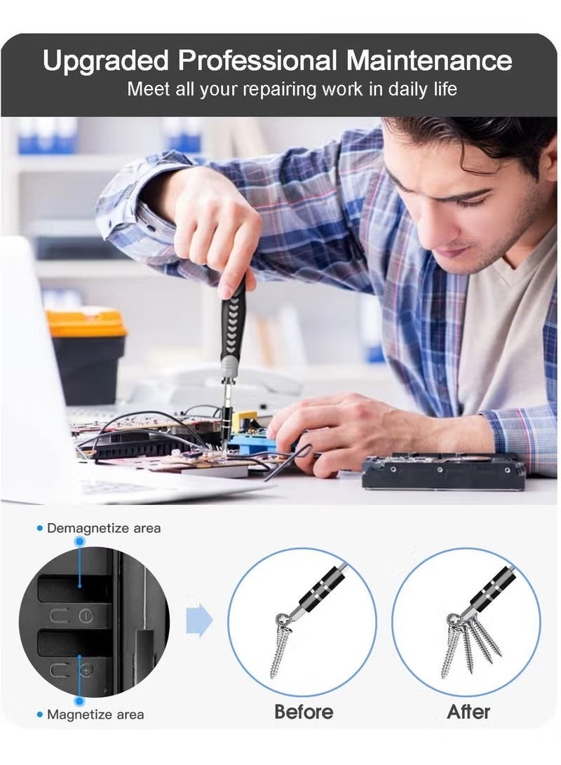 ELTRAZONE 130 in 1 Precision Screwdriver Set with 121 Bits, Magnetic Electronics Repair Tool Kit with Tweezer, Flat Phillips Pentalobe Torx Star Bits for Computer PC Laptop Phone Game Console DIY Maintenance - Image 4