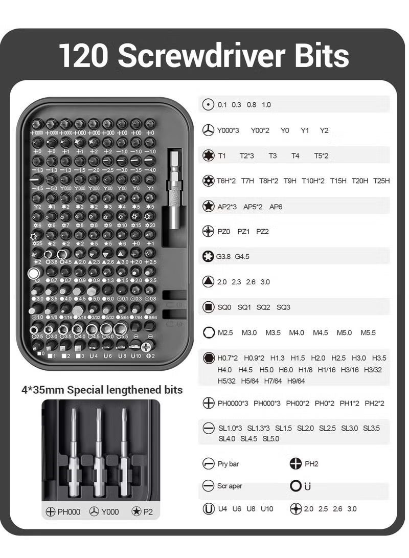 ELTRAZONE 130 in 1 Precision Screwdriver Set with 121 Bits, Magnetic Electronics Repair Tool Kit with Tweezer, Flat Phillips Pentalobe Torx Star Bits for Computer PC Laptop Phone Game Console DIY Maintenance - Image 5