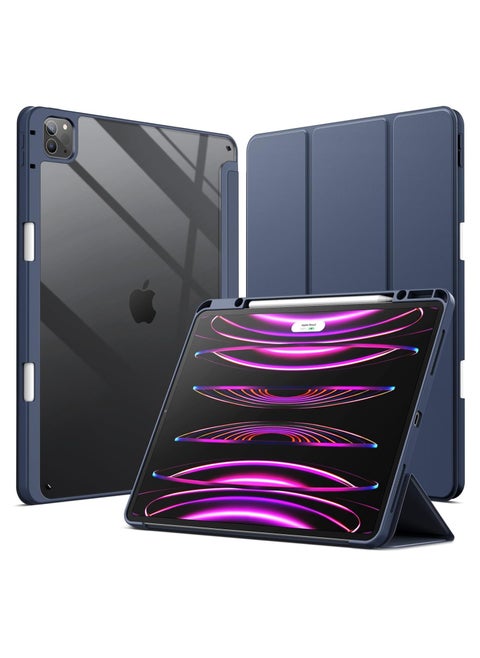 Case for Case for iPad iPad Air 13 Inch Case M2 2024/iPad Pro 12.9 6th/5th/4th Generation 2022/2021/2020 with Pencil Holder, Clear Transparent Back Shell Slim Stand Shockproof Tablet Cover, Auto Wake/Sleep (Blue)